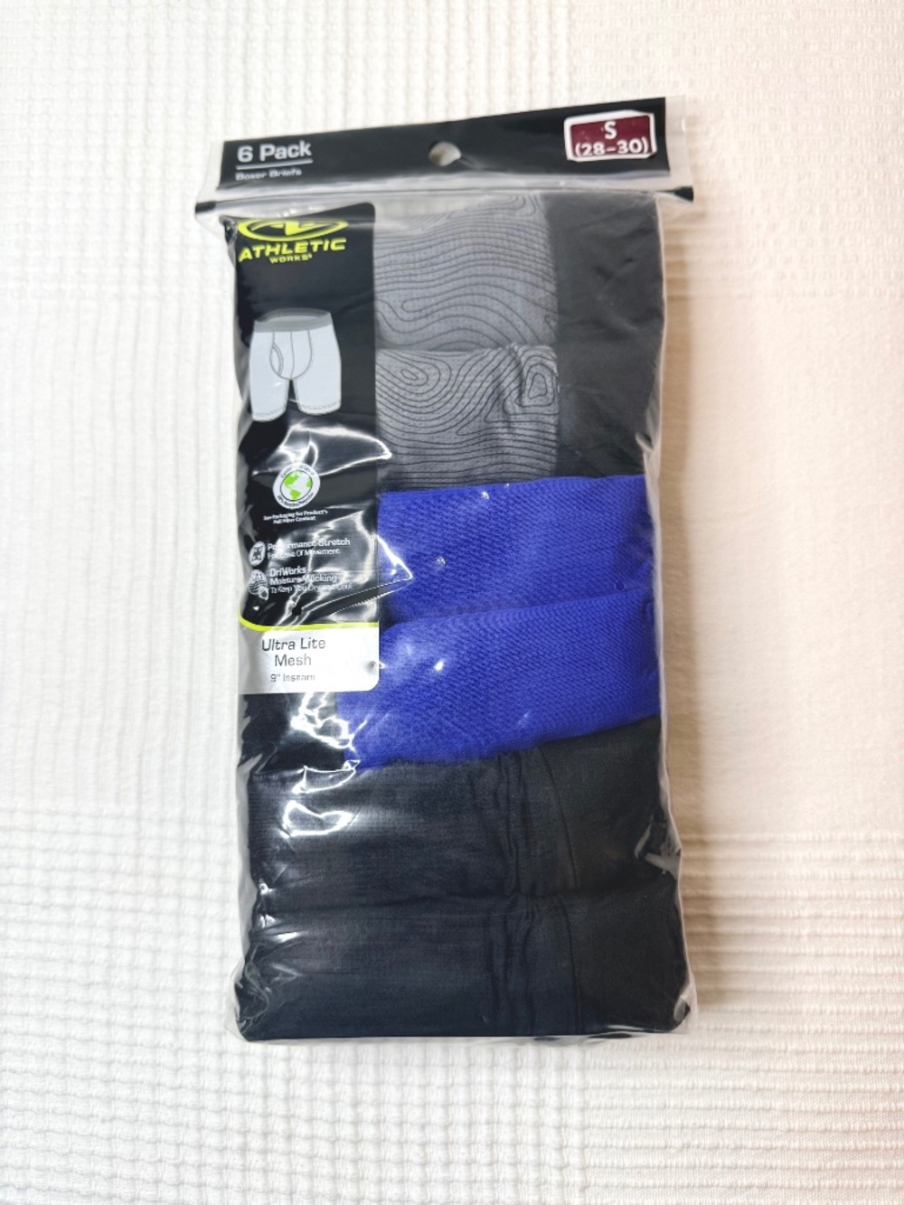 Athletic Works Men's Ultra Lite Mesh Long Leg Boxer Brief, 6-Pack, S